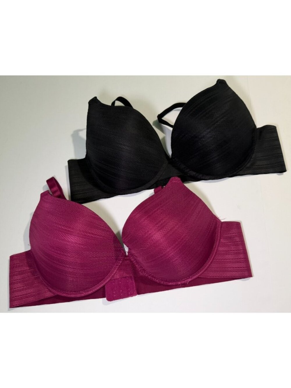 Catherine Malandrino Womens Push Up Bras 44C Set 2 Purple Black Padded Underwire